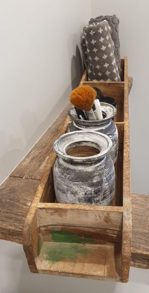 steenmal 3vaks - oud hout - een handige opberger voor in de badkamer of keuken