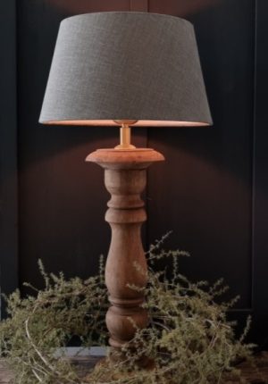 Baluster tafellamp bruin 35 cm met linnen kap | Benard's Woonaccessoires