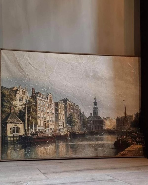 Het Singel te Amsterdam naar de Munt gezien van de kunstschilder Eduard Alexander Hilverdink op perkament