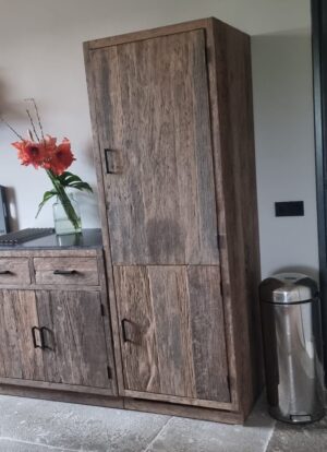 Koelkast oud hout 2-deurs voor inbouwmodel | Benard's Woonaccessoires | Wijk bij Duurstede