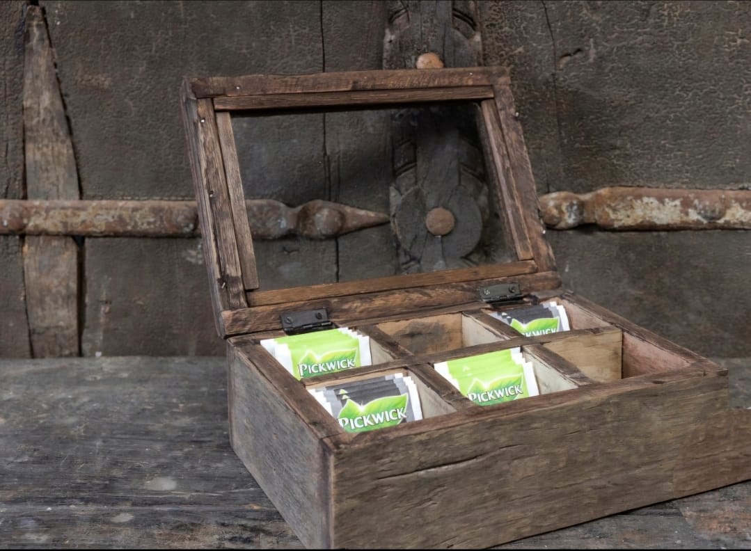 Theebox Old Wood | Benard's Woonaccessoires | Landelijke keukenaccessoires