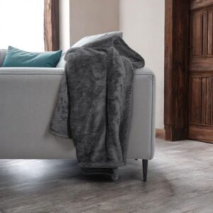 Zachte teddy plaid in antraciet, 150x200 cm, superzacht en warm – perfect voor bank en bed